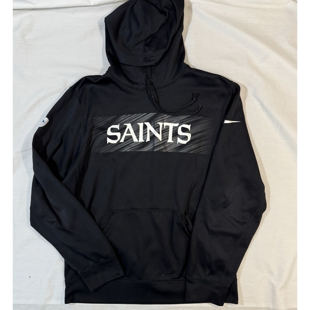 NEW ORLEANS SAINTS Nike Sweater Mens Small Black Therma Fit NFL Football Hoodie